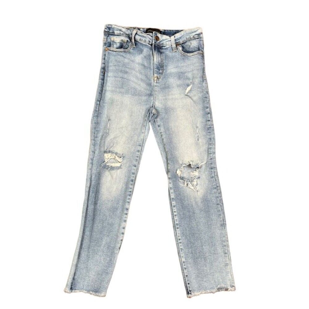 Kendall + Kylie Super High Distressed Skinny Jeans Medium Light Wash Size 28